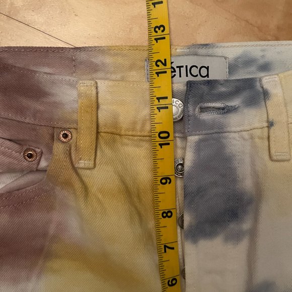 Etica White & Botanical Tie Die High Rise Straight Jeans 25 - Picture 10 of 13